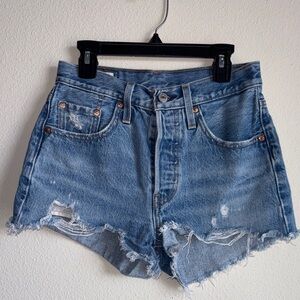 Levi’s button fly high waisted jean shorts waist size 24”